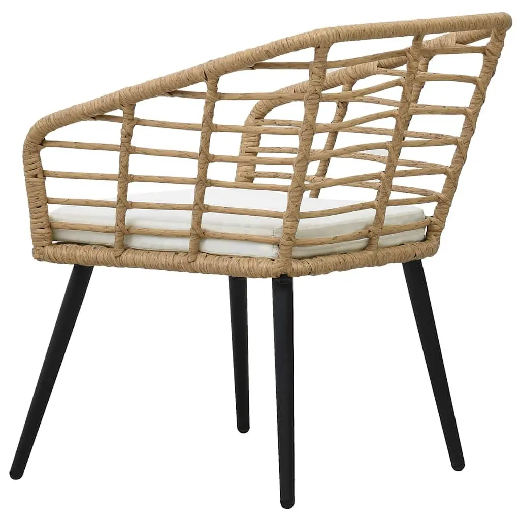 Outdoor Chairs 2 pcs Poly Rattan Brown Patio Seating with Cushions Garden Bistro