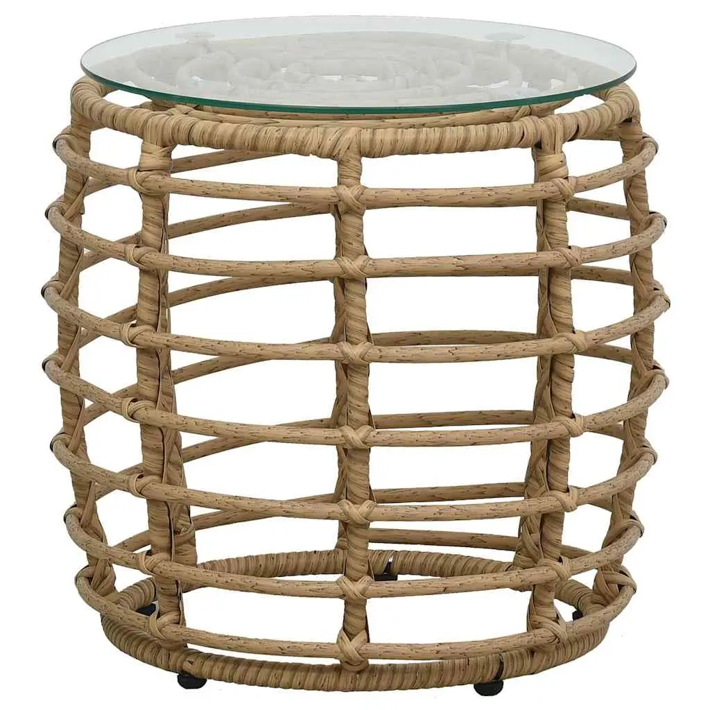 3 Piece Bistro Set Poly Rattan Outdoor Furniture Chairs Coffee Table Brown