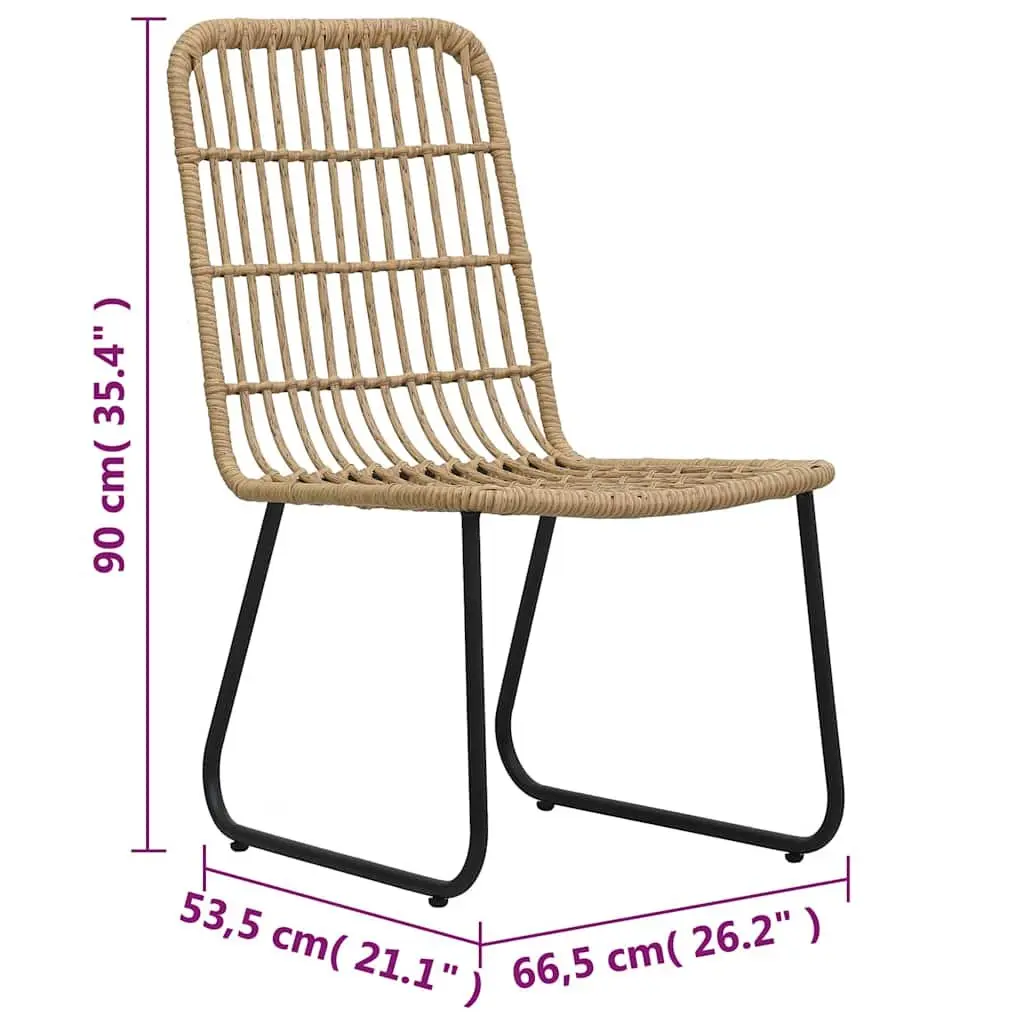 3 Piece Bistro Set Poly Rattan Outdoor Furniture Chairs Coffee Table Brown