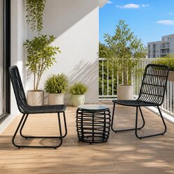 3 Piece Bistro Set Outdoor Garden Furniture Poly Rattan Chairs Coffee Table