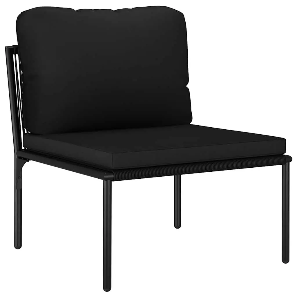 6 Piece Garden Lounge Set Outdoor Patio Furniture with Cushions Black PVC Wire