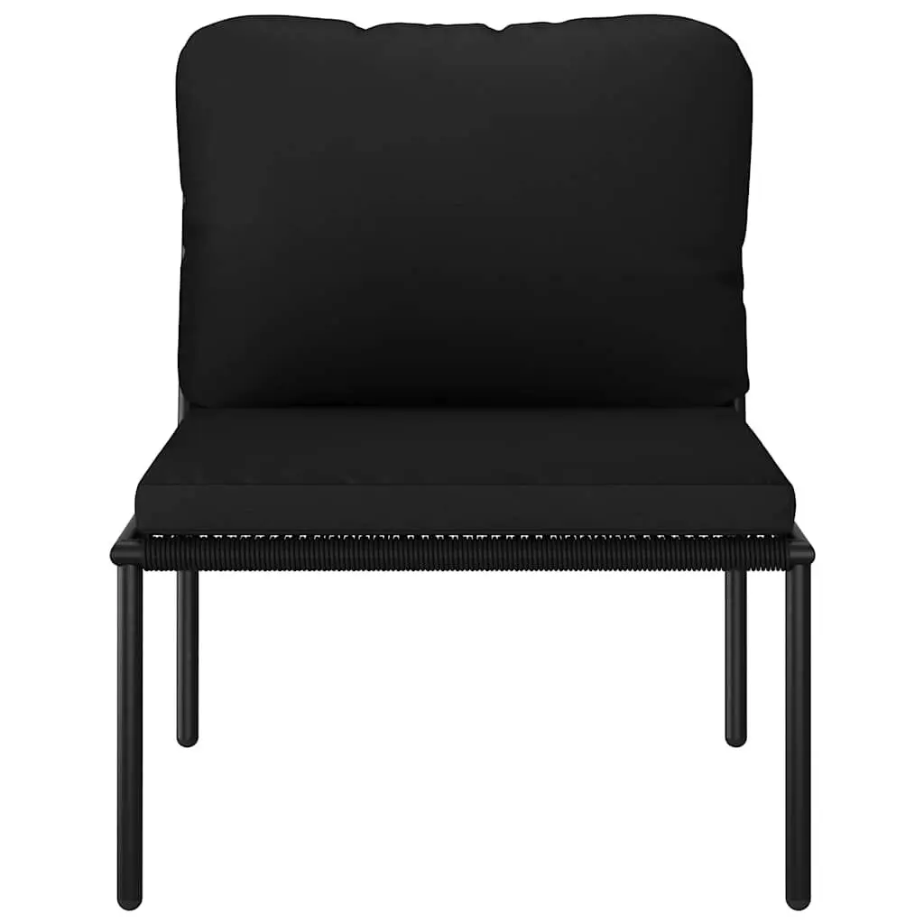 6 Piece Garden Lounge Set Outdoor Patio Furniture with Cushions Black PVC Wire