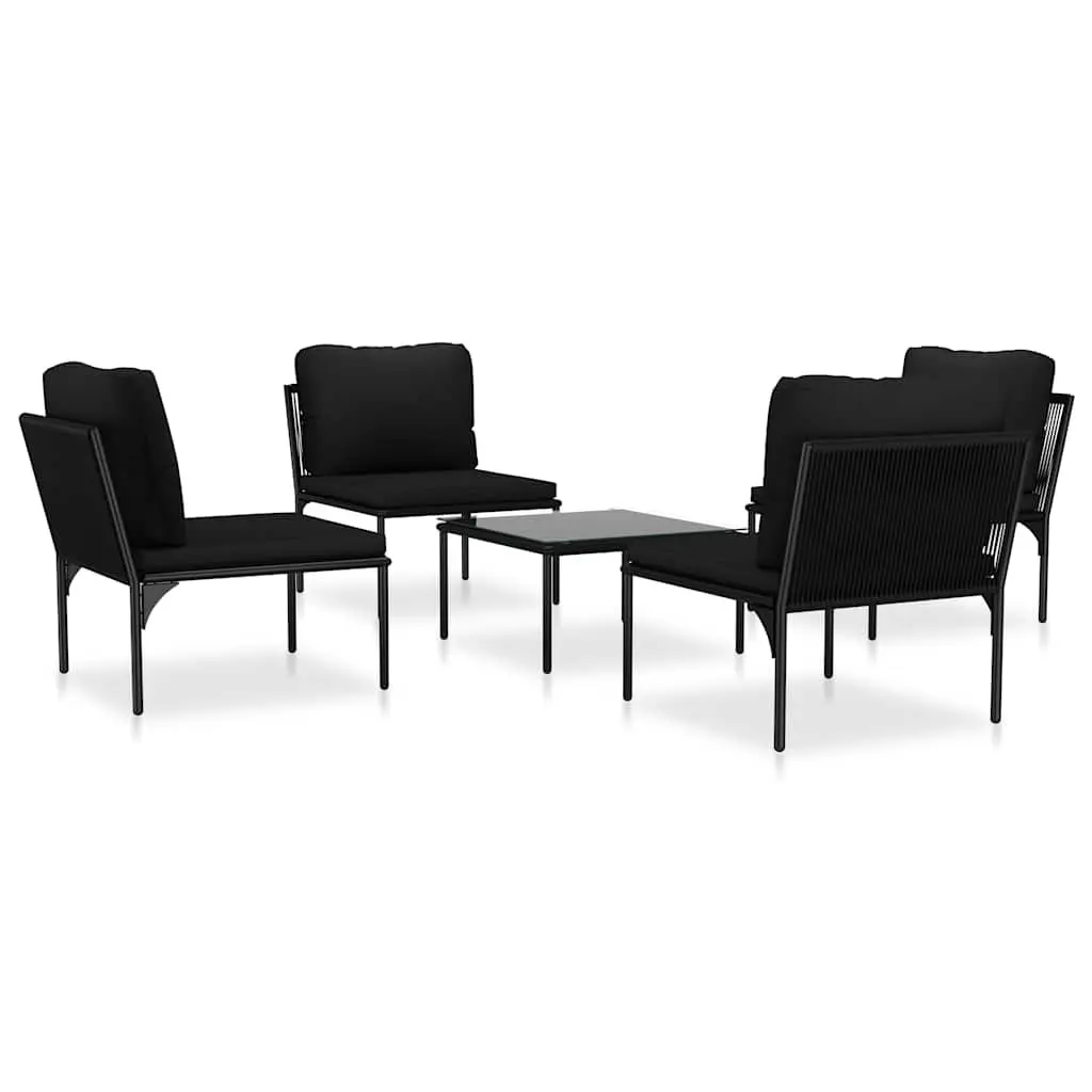 5 Piece Garden Lounge Set Outdoor Furniture with Cushions Black Patio Sectional
