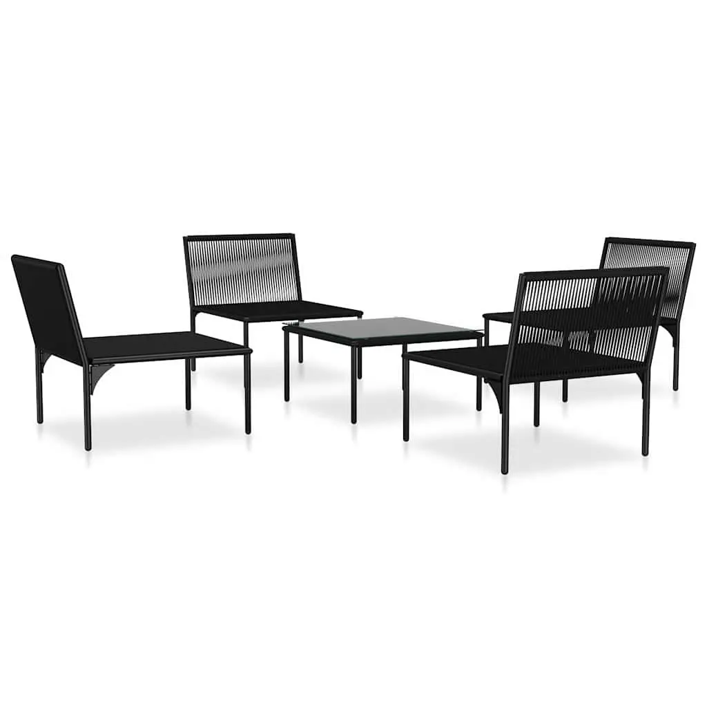 5 Piece Garden Lounge Set Outdoor Furniture with Cushions Black Patio Sectional