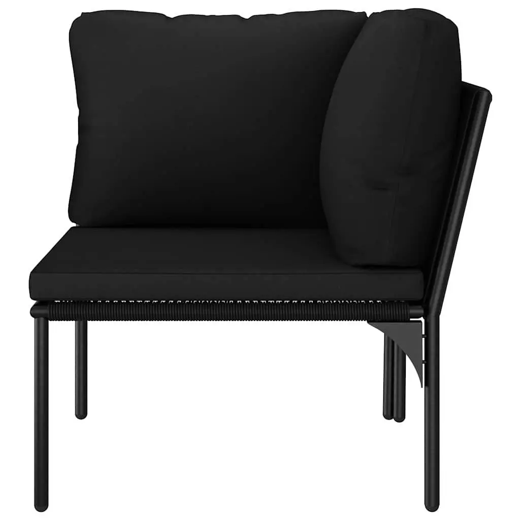 Garden Lounge Set 6 Piece Outdoor Sectional Sofa Black PVC Cushions