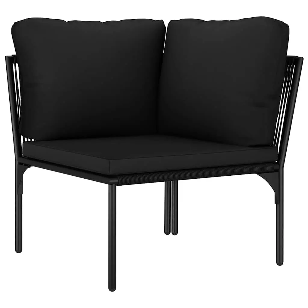 3 Piece Garden Lounge Set Outdoor Patio Furniture Black PVC Cushions Modular