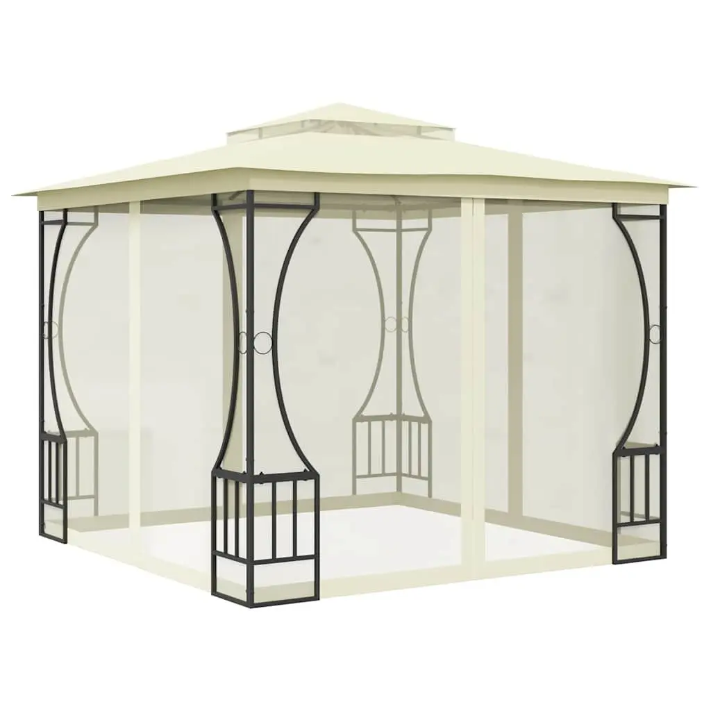 Outdoor Gazebo Mosquito Nets 300x300x265 cm Cream Steel Frame Polyester