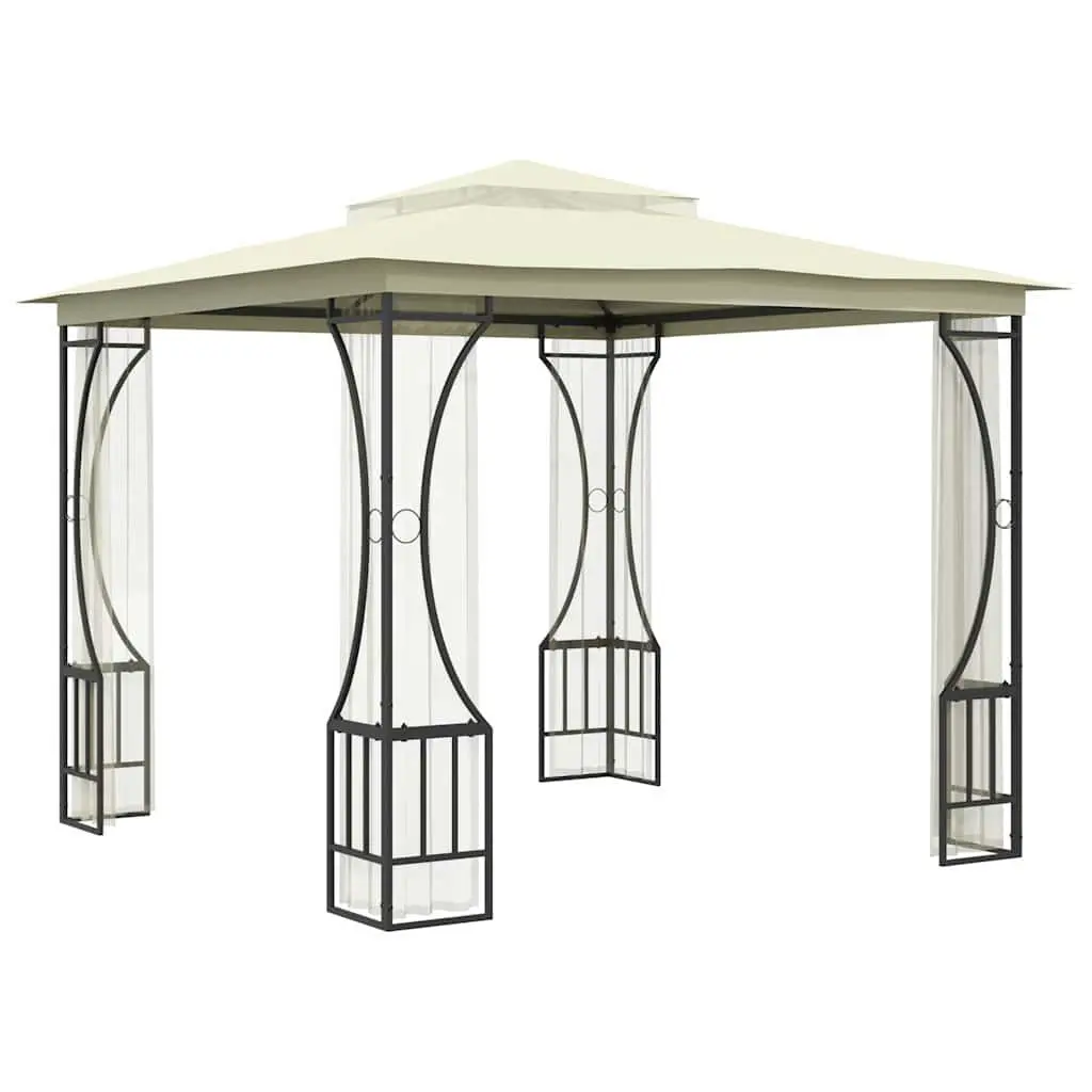 Outdoor Gazebo Mosquito Nets 300x300x265 cm Cream Steel Frame Polyester