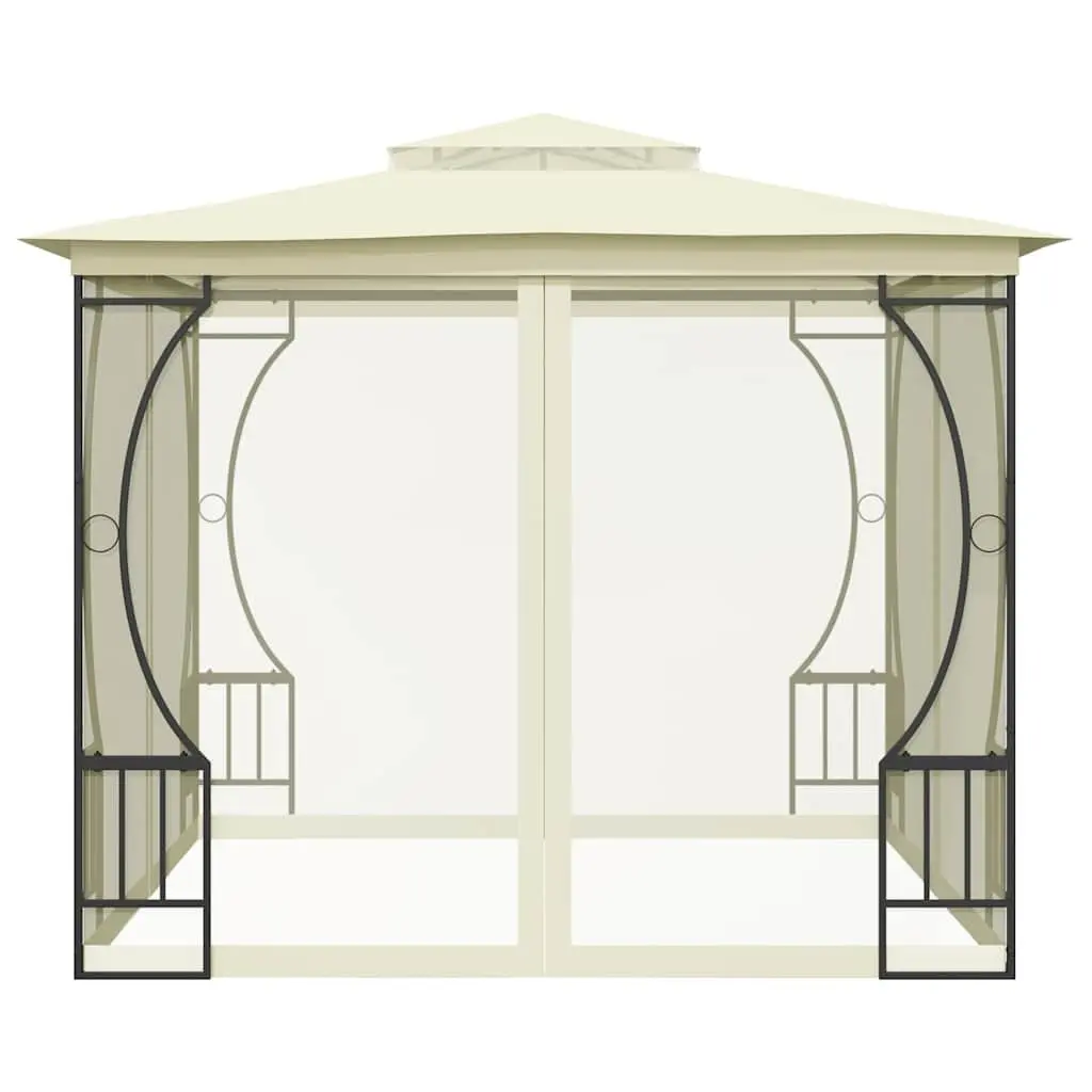 Outdoor Gazebo Mosquito Nets 300x300x265 cm Cream Steel Frame Polyester
