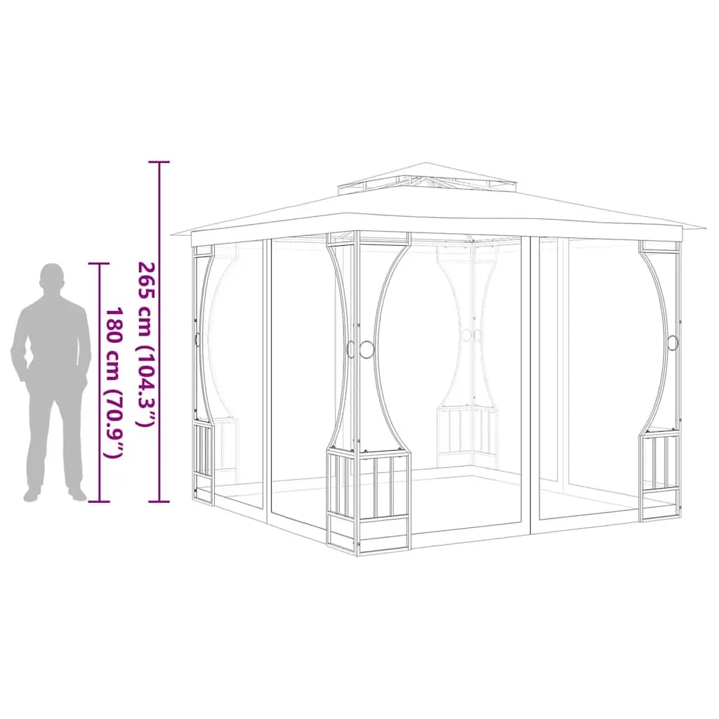Outdoor Gazebo Mosquito Nets 300x300x265 cm Cream Steel Frame Polyester