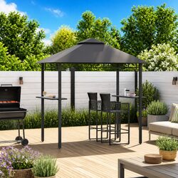 BBQ Gazebo Outdoor Garden Canopy Steel Frame Anthracite Weather Resistant