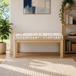 Pallet Floor Cushion Beige 120x40x7 cm Cotton Outdoor Indoor Sofa Seat Pad