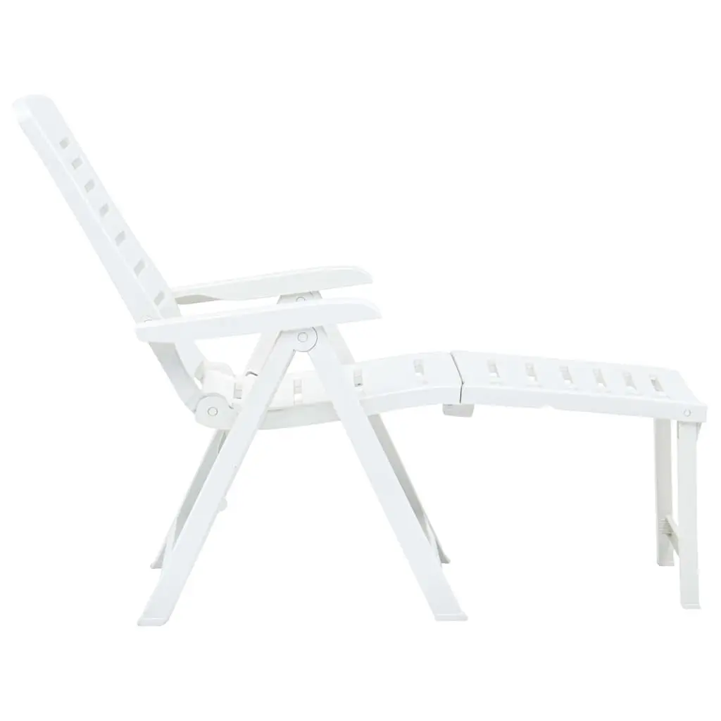 Folding Sun Lounger Adjustable Backrest Lightweight White Plastic