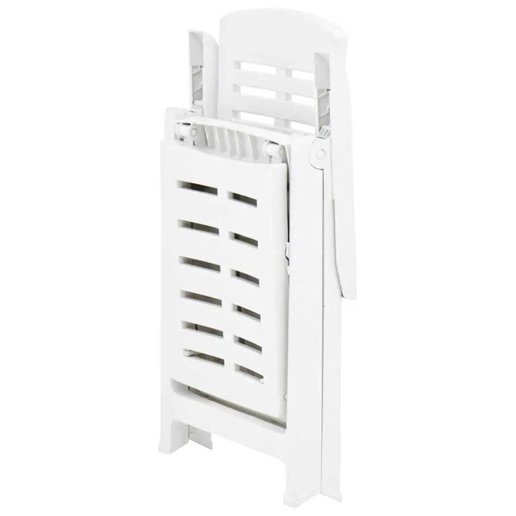 Folding Sun Lounger Adjustable Backrest Lightweight White Plastic