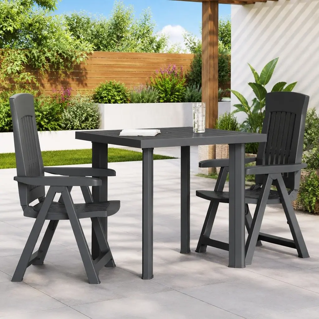 Garden Table Lightweight Plastic Outdoor Dining Anthracite