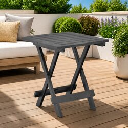 Folding Garden Table Anthracite Outdoor Patio Furniture Slatted Design Portable