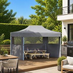 Folding Party Tent 3x4m with 3 Sidewalls Pop-Up Canopy Outdoor Garden Marquee