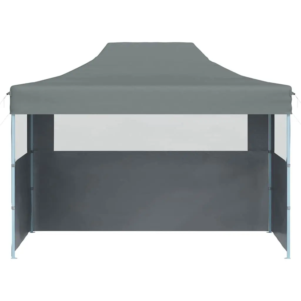 Folding Party Tent UV and Water Resistant 3x4m Anthracite with 3 Sidewalls and Clear Windows