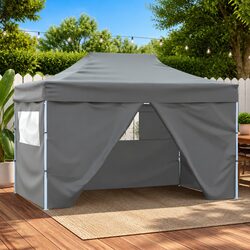Folding Party Tent 3x4m Outdoor Canopy Marquee 4 Sidewalls Gazebo Steel Frame