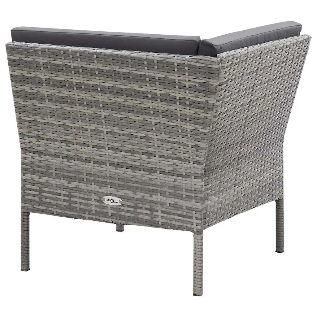 6 Piece Outdoor Lounge Set Modular Garden Patio Furniture Grey Rattan Cushions