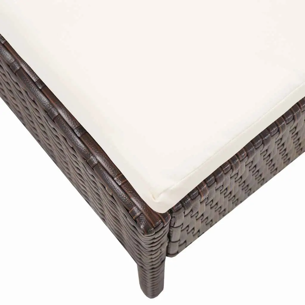 Garden Lounge Set 3 Piece Outdoor Furniture Poly Rattan Brown Cushions
