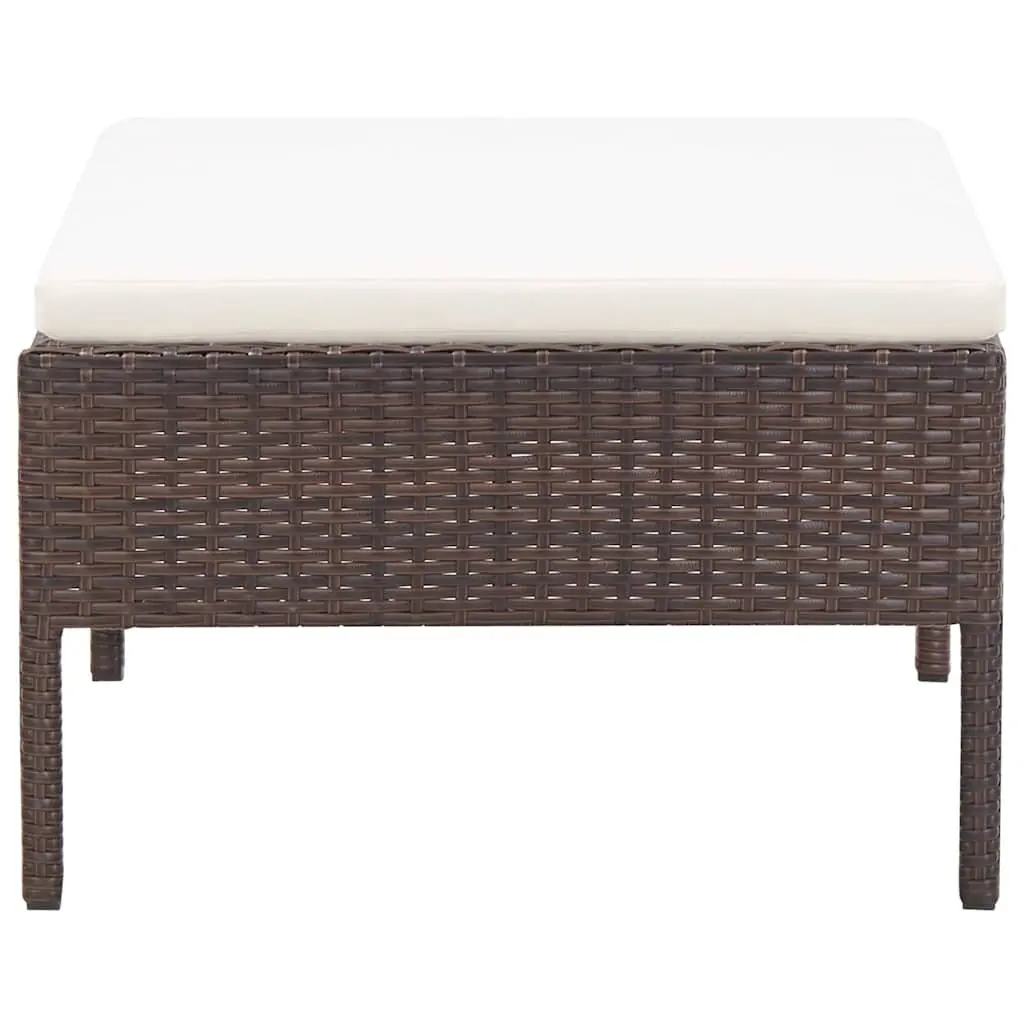Garden Lounge Set 3 Piece Outdoor Furniture Poly Rattan Brown Cushions