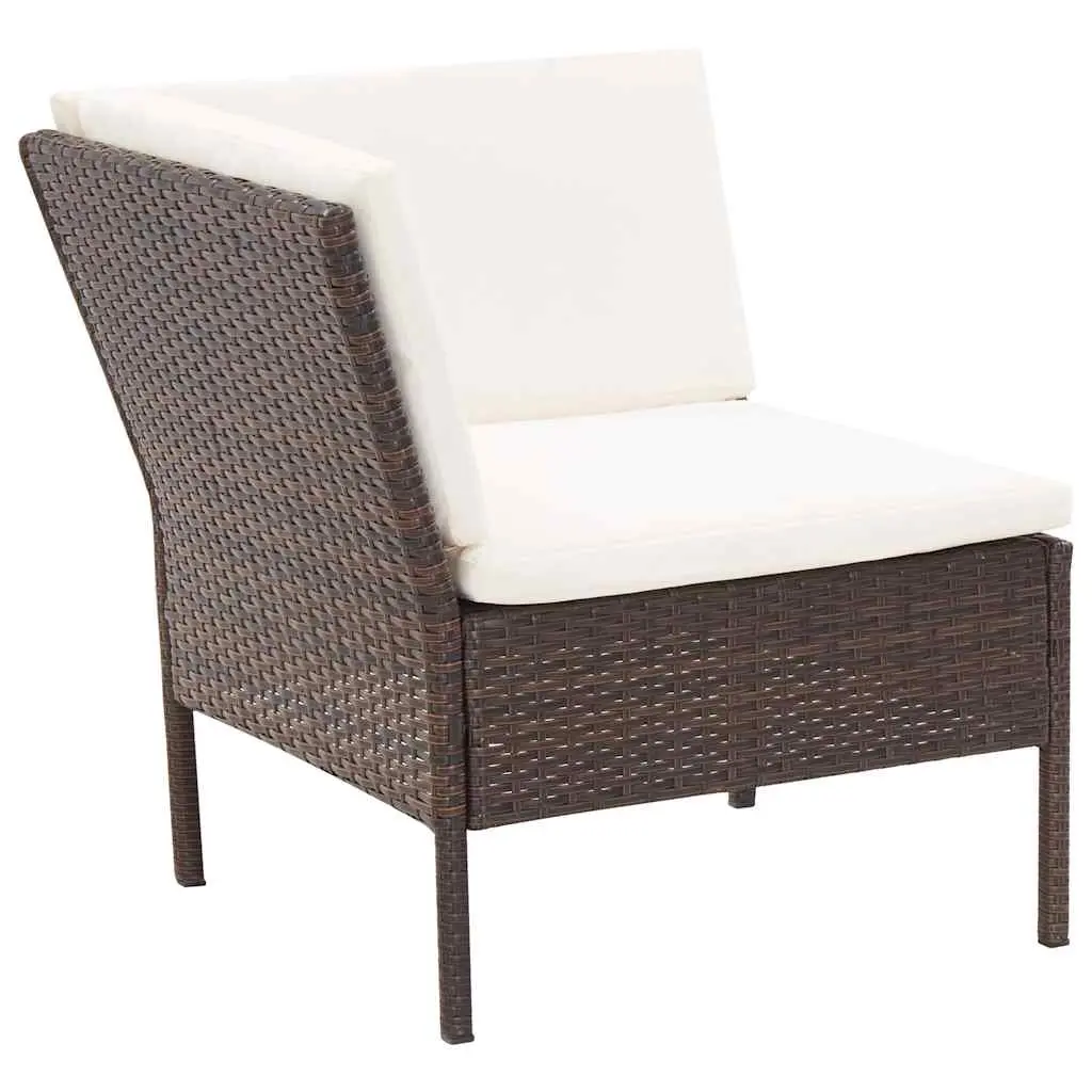 Garden Lounge Set 3 Piece Outdoor Furniture Poly Rattan Brown Cushions
