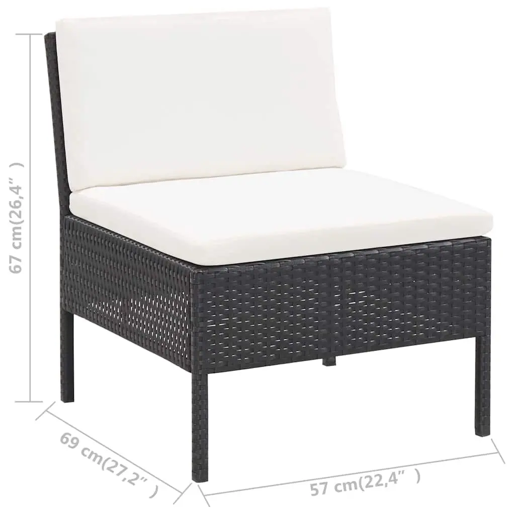 3 Piece Outdoor Garden Lounge Set with Cushions Poly Rattan Patio Furniture