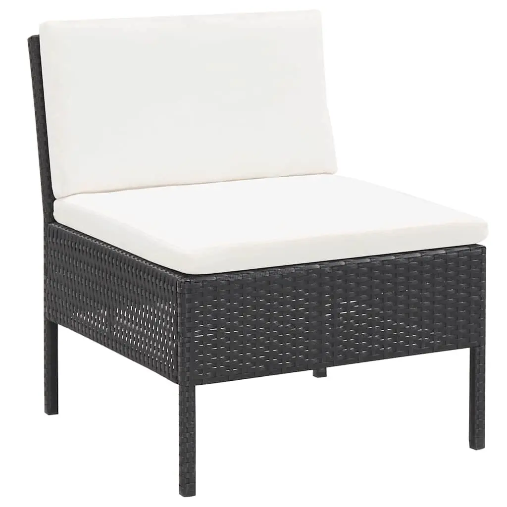 3 Piece Outdoor Garden Lounge Set with Cushions Poly Rattan Patio Furniture