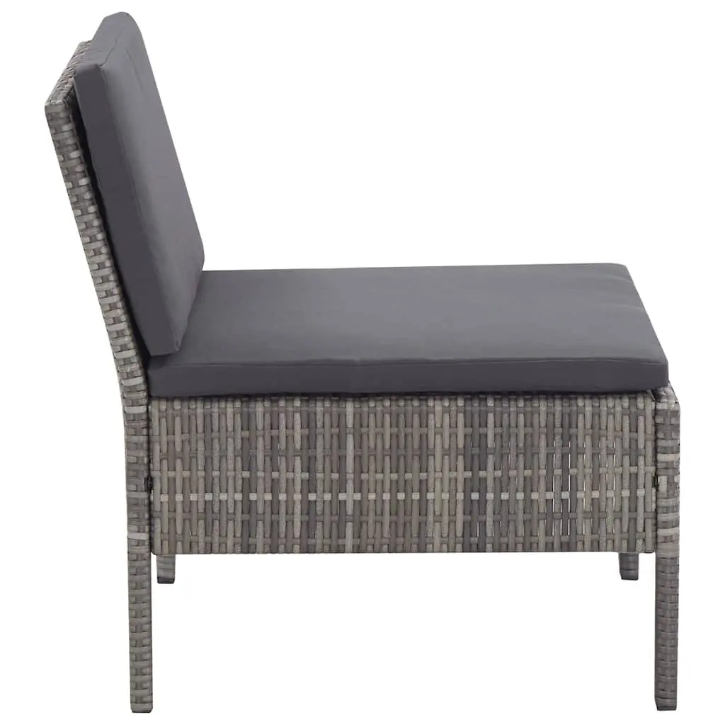 3 Piece Garden Lounge Set Outdoor Modular Sofa with Cushions Grey Rattan