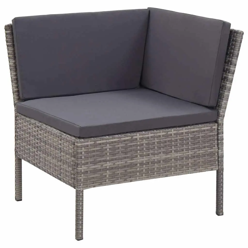 3 Piece Garden Lounge Set Outdoor Modular Sofa with Cushions Grey Rattan