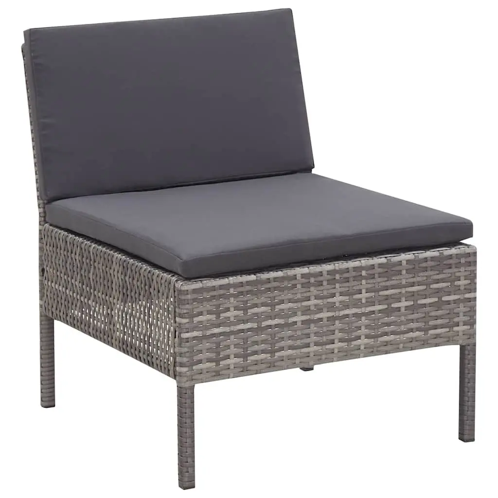 3 Piece Garden Lounge Set Outdoor Modular Sofa with Cushions Grey Rattan