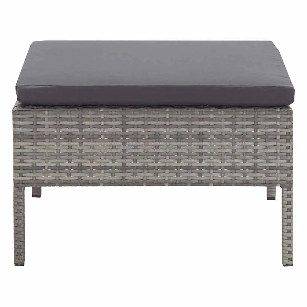 3 Piece Garden Lounge Set Outdoor Modular Sofa with Cushions Grey Rattan