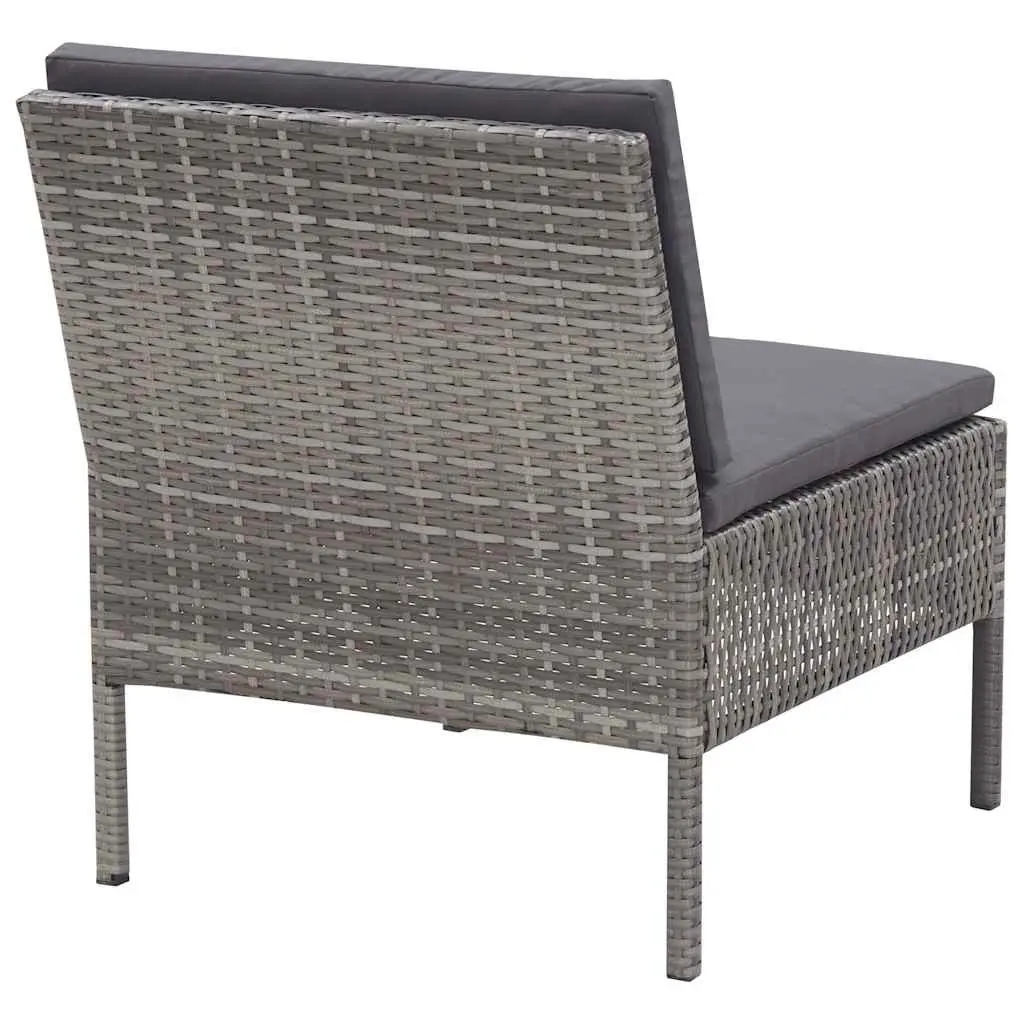 3 Piece Garden Lounge Set Outdoor Modular Sofa with Cushions Grey Rattan