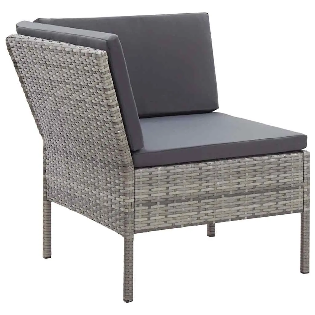 3 Piece Garden Lounge Set Outdoor Modular Sofa with Cushions Grey Rattan