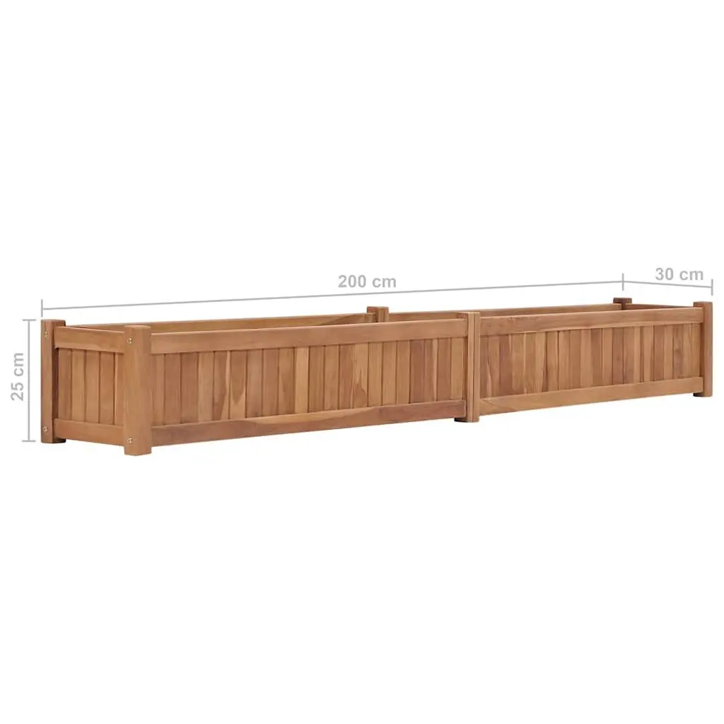 Raised Garden Bed Planter 200x30x25cm Brown Solid Wood Outdoor Patio