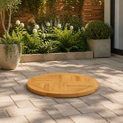 Round Solid Teak Wood Table Top 60cm Diameter Restaurant Cafe Dining Tabletop