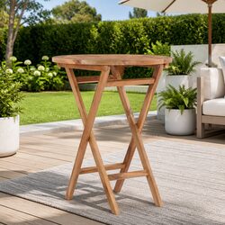 Folding Garden Table 60cm Outdoor Patio Dining Teak Wood Brown Furniture