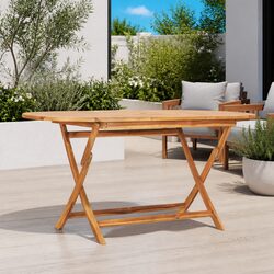 Folding Garden Dining Table 160x80cm Outdoor Teak Wood Patio Furniture Brown