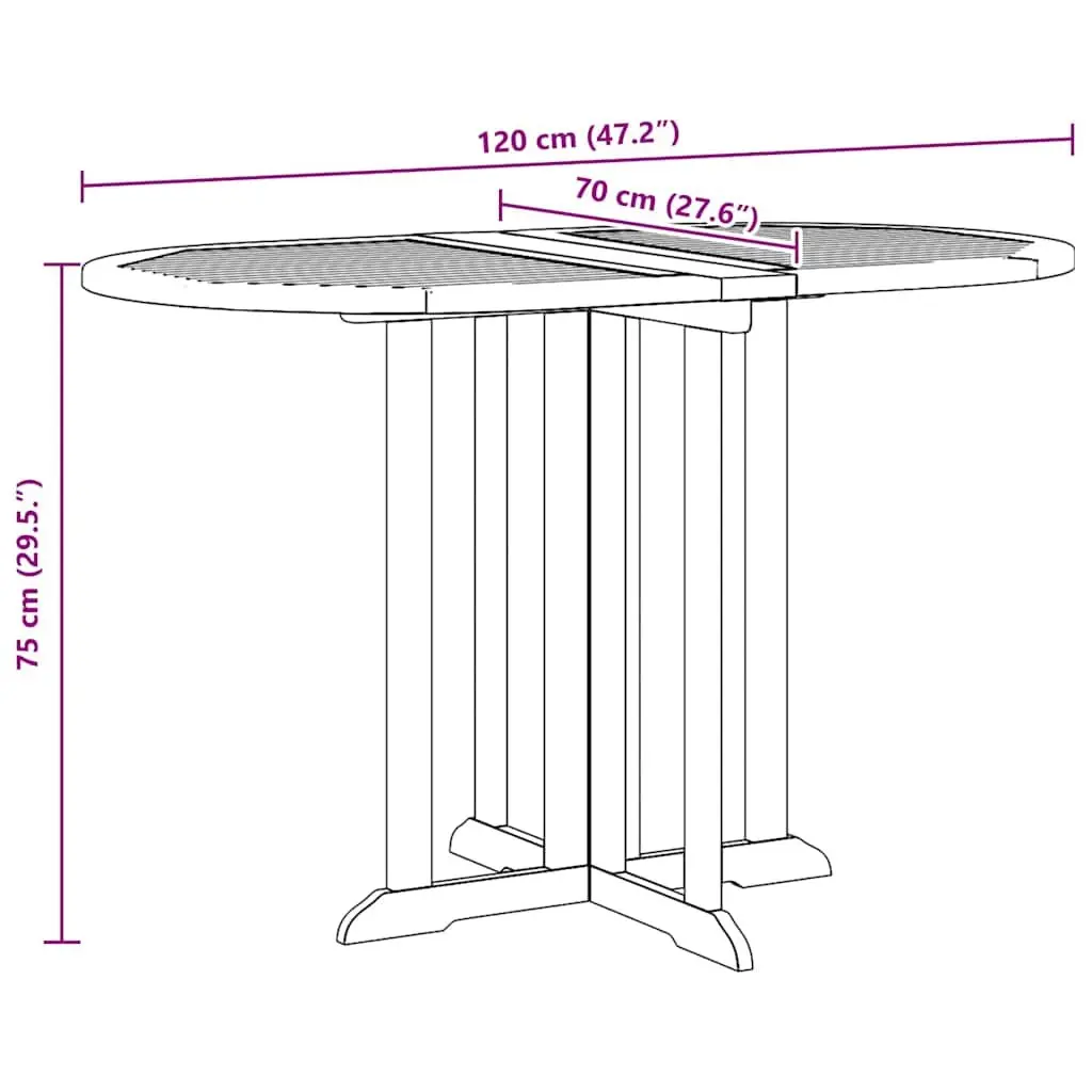 Folding Butterfly Garden Dining Table 120x70x75cm Outdoor Patio Furniture Brown