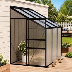 Greenhouse Anthracite Aluminium Frame PC Board Garden Plant Shelter Outdoor