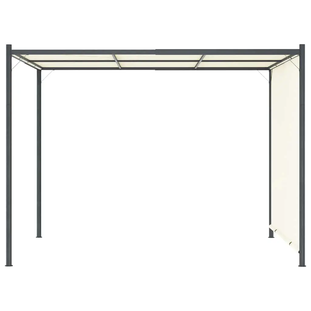 Garden Pergola Adjustable Retractable Roof 3x3m Steel Frame White Polyester Fabric