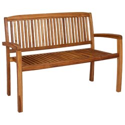 2-Seater Outdoor Stacking Bench 120cm Teak Wood Garden Patio Seating Furniture