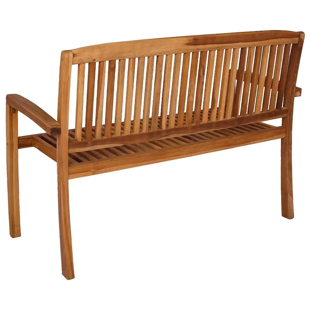 2-Seater Outdoor Stacking Bench 120cm Teak Wood Garden Patio Seating Furniture