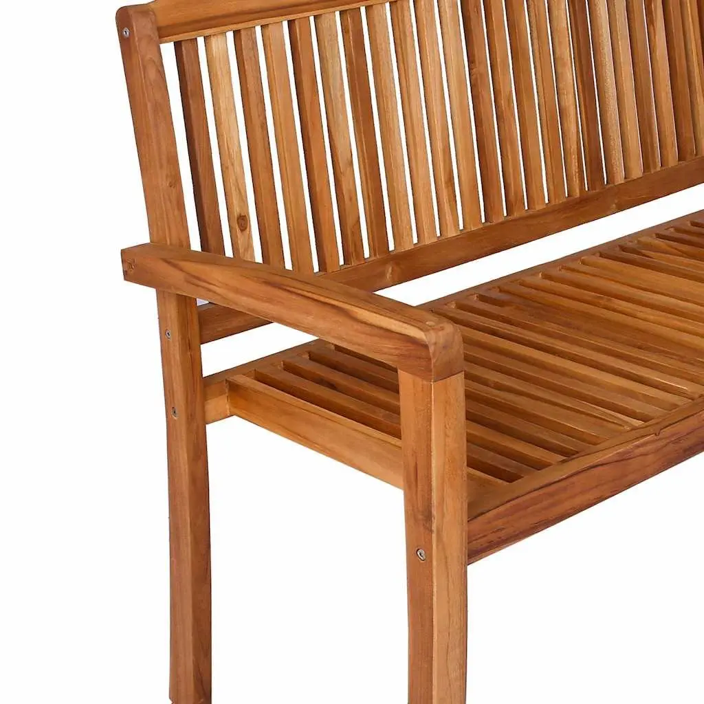 2-Seater Outdoor Stacking Bench 120cm Teak Wood Garden Patio Seating Furniture