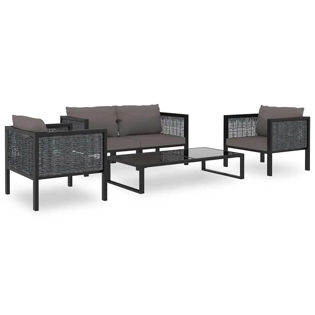 Outdoor Middle Sofa Hand-Woven Poly Rattan Anthracite with Cushion