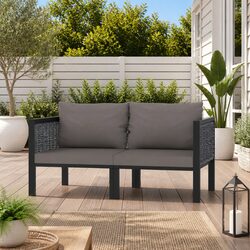 2-Seater Outdoor Sofa Poly Rattan Garden Lounge Patio Furniture Anthracite with