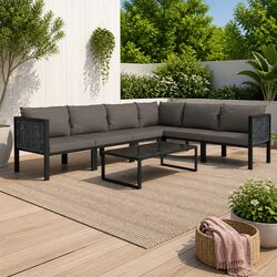 Garden Lounge Set 7 Piece Poly Rattan Outdoor Furniture Modular Patio Sofa with