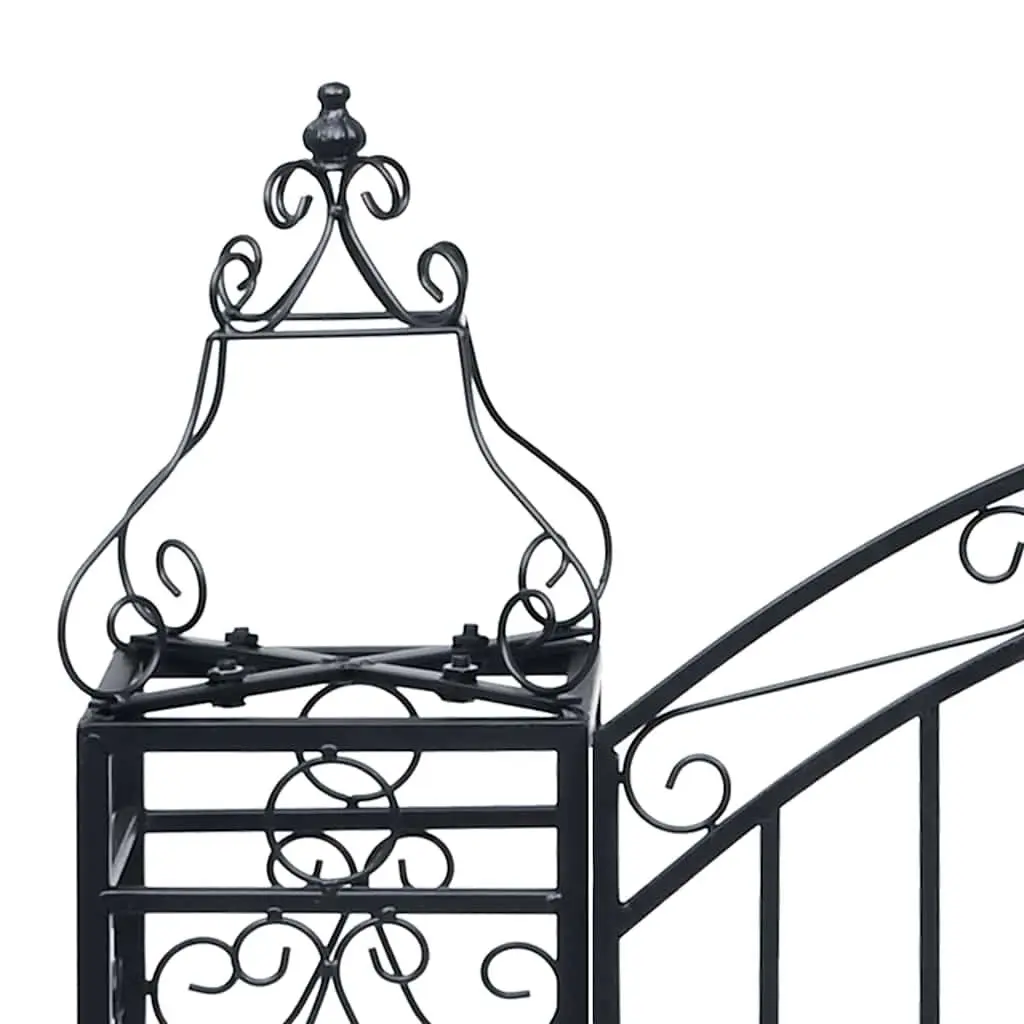 Garden Gate Wrought Iron Ornamental Black Outdoor Entryway 122x20.5x100cm