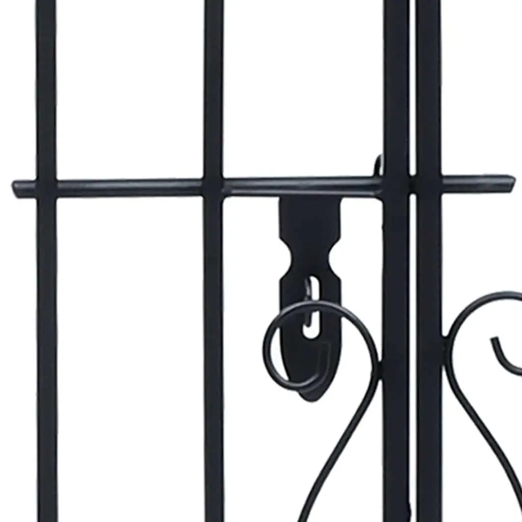 Garden Gate Wrought Iron Ornamental Black Outdoor Entryway 122x20.5x100cm